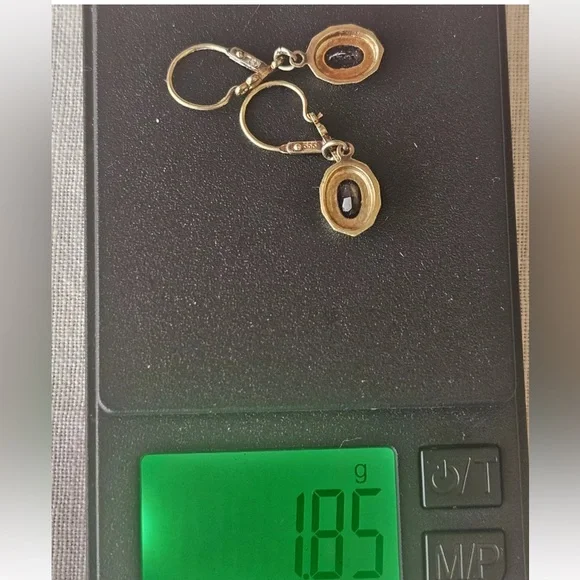 Antique Gold and Purple amethyst Drop dormeuse pierced Earrings - Picture 3 of 7